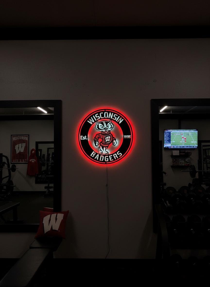 Wisconsin Badgers Wall Art - NCAA Team Logo Game Room Decor