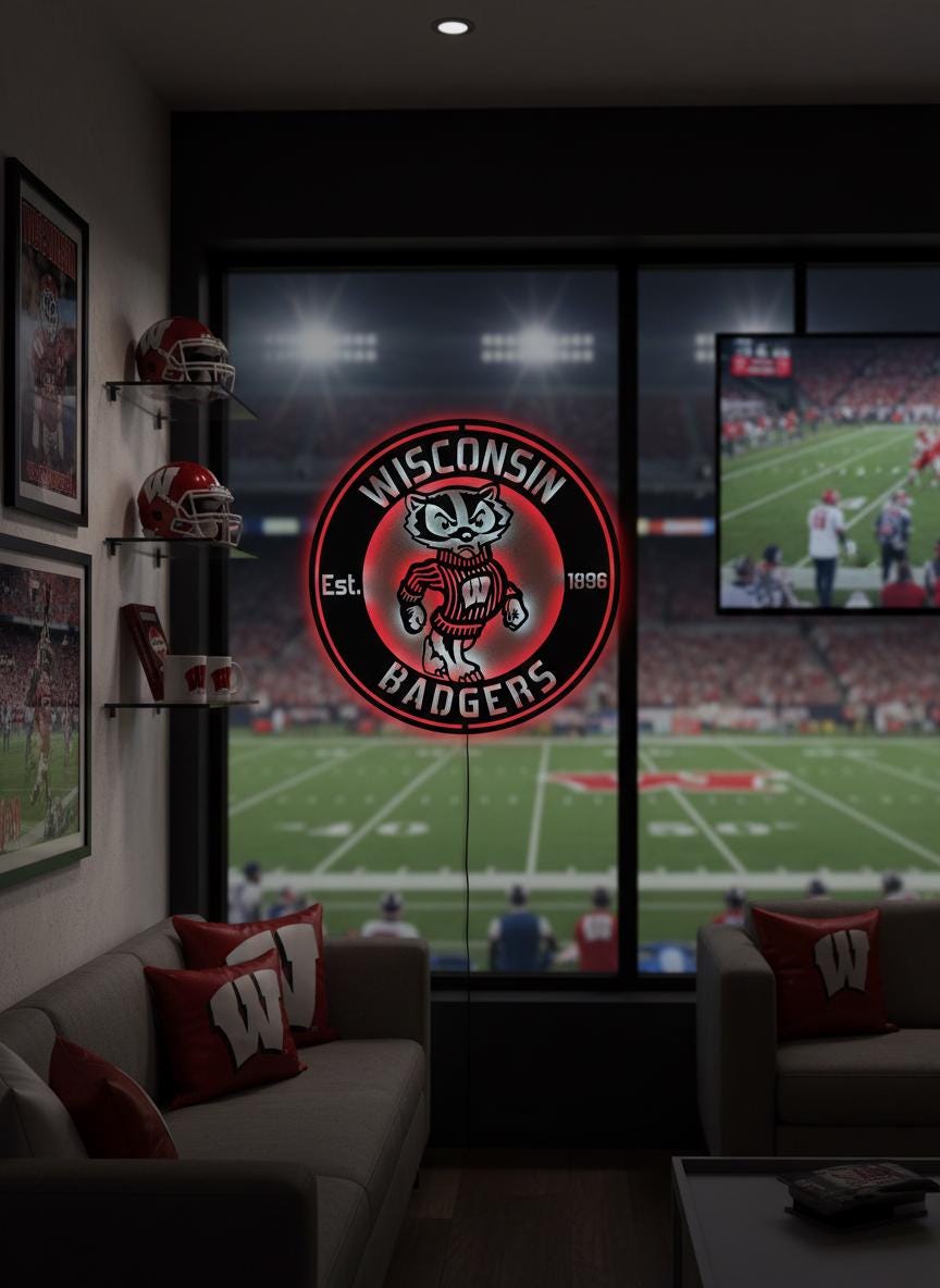Wisconsin Badgers Wall Art - NCAA Team Logo Game Room Decor
