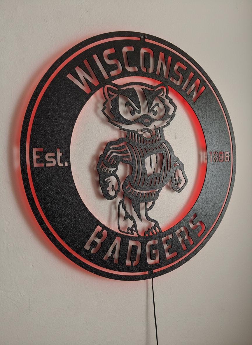 Wisconsin Badgers Wall Art - NCAA Team Logo Game Room Decor