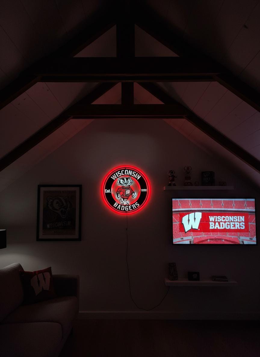 Wisconsin Badgers Wall Art - NCAA Team Logo Game Room Decor