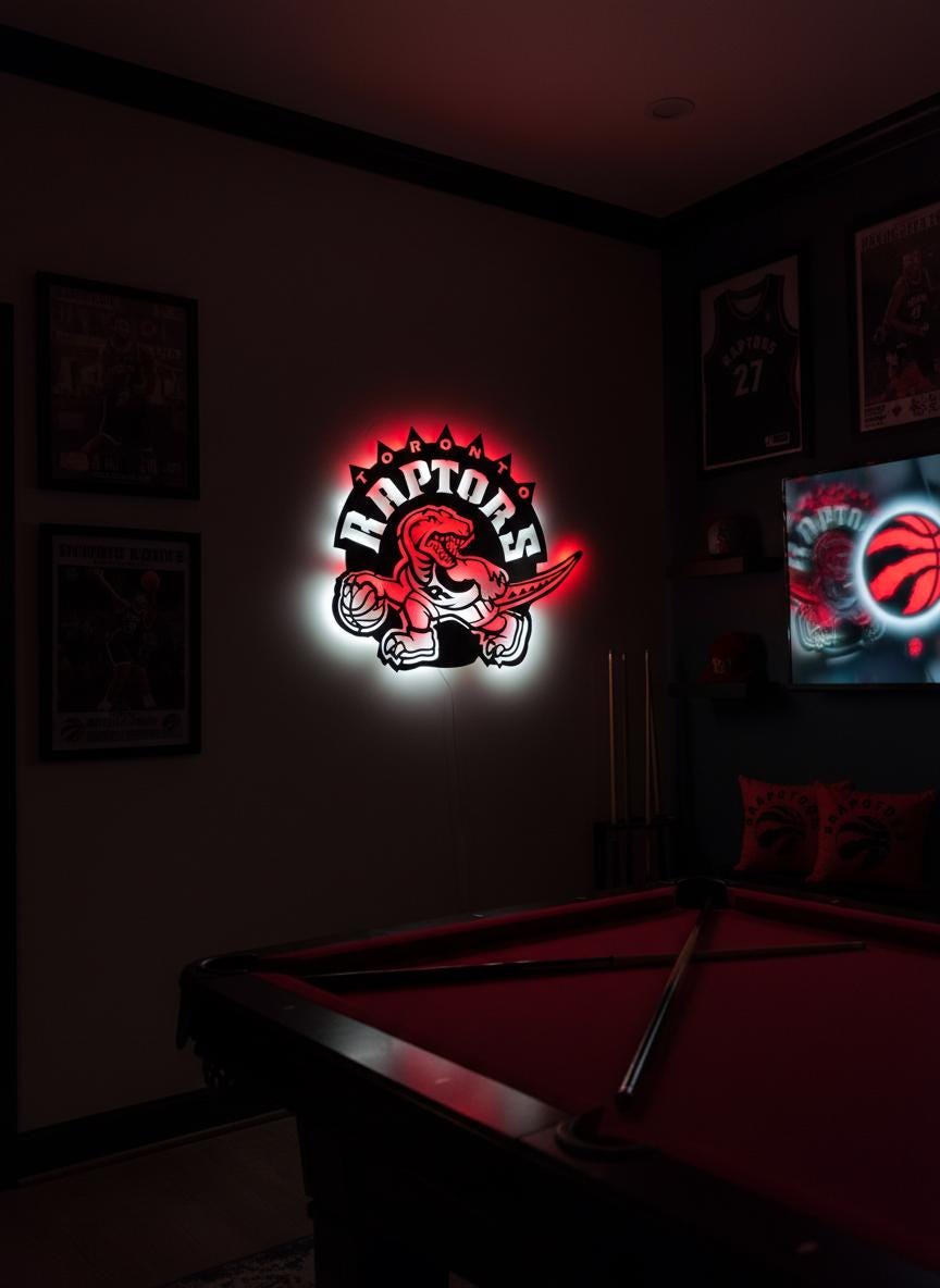 Toronto Raptors Wall Art - NBA Team Logo Basketball Game Room Decor Gift