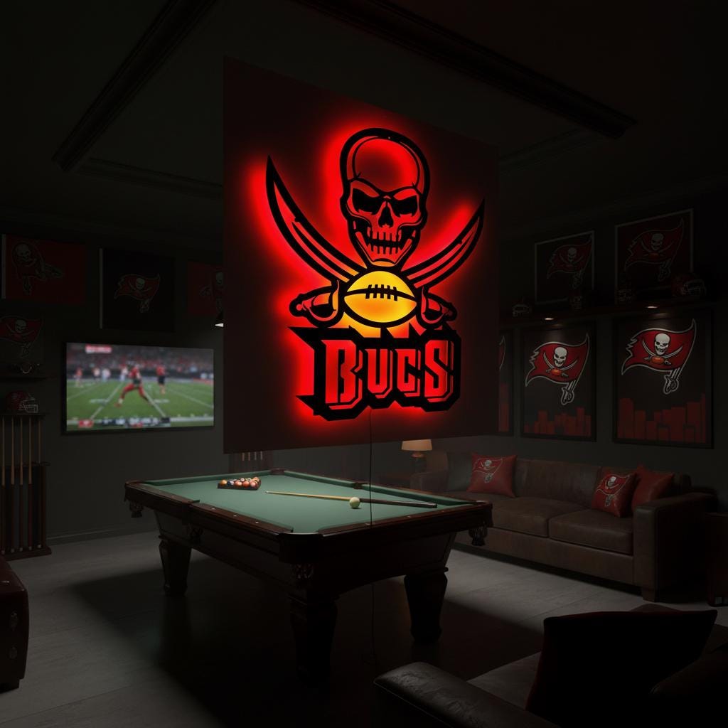 Tampa Bay Buccaneers Wall Art - NFL Team Logo Game Room Decor Gift