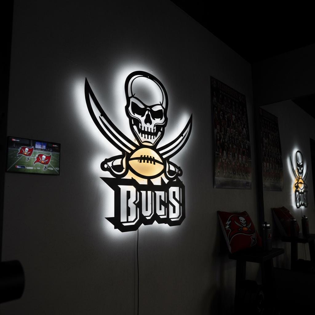 Tampa Bay Buccaneers Wall Art - NFL Team Logo Game Room Decor Gift