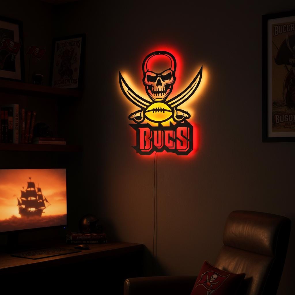Tampa Bay Buccaneers Wall Art - NFL Team Logo Game Room Decor Gift
