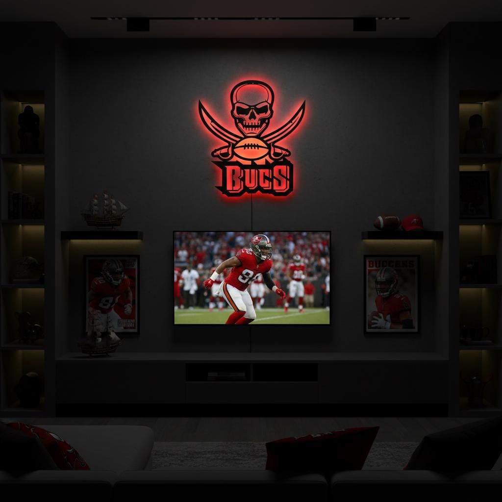 Tampa Bay Buccaneers Wall Art - NFL Team Logo Game Room Decor Gift