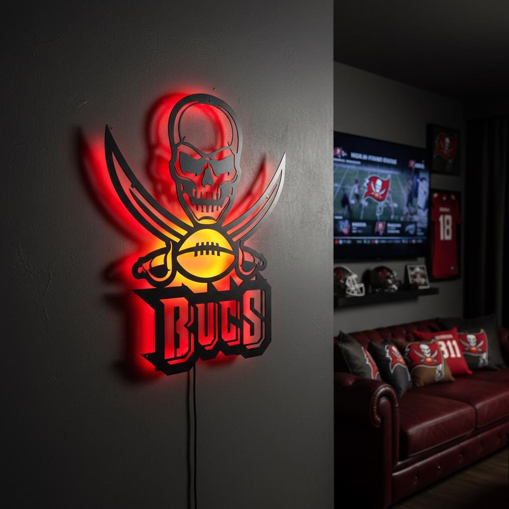 Tampa Bay Buccaneers Wall Art - NFL Team Logo Game Room Decor Gift