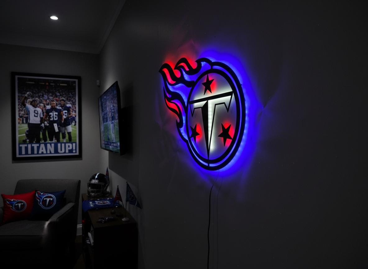 Tennessee Titans Wall Art - Football Team Logo Home Decor Gift