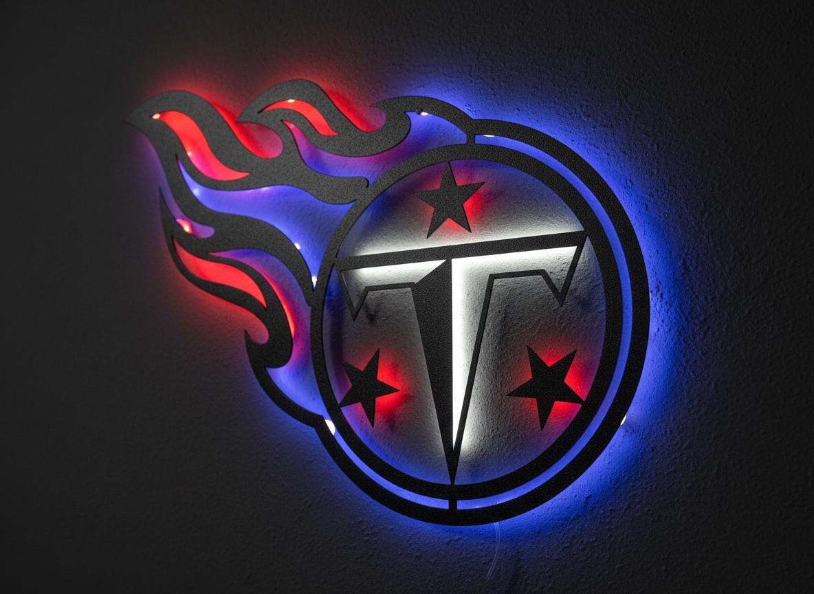 Tennessee Titans Wall Art - Football Team Logo Home Decor Gift