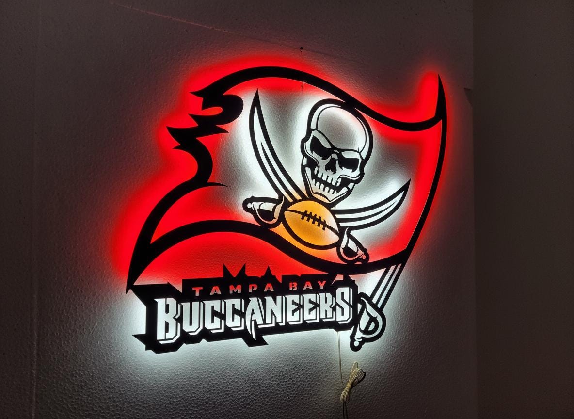 Tampa Bay Buccaneers Wall Art - Football Team Logo Game Room Decor Gift