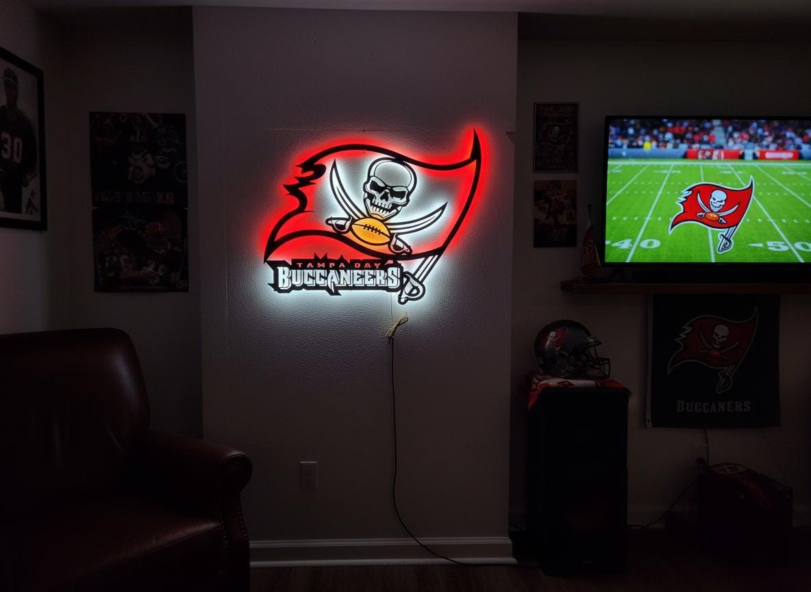 Tampa Bay Buccaneers Wall Art - Football Team Logo Game Room Decor Gift