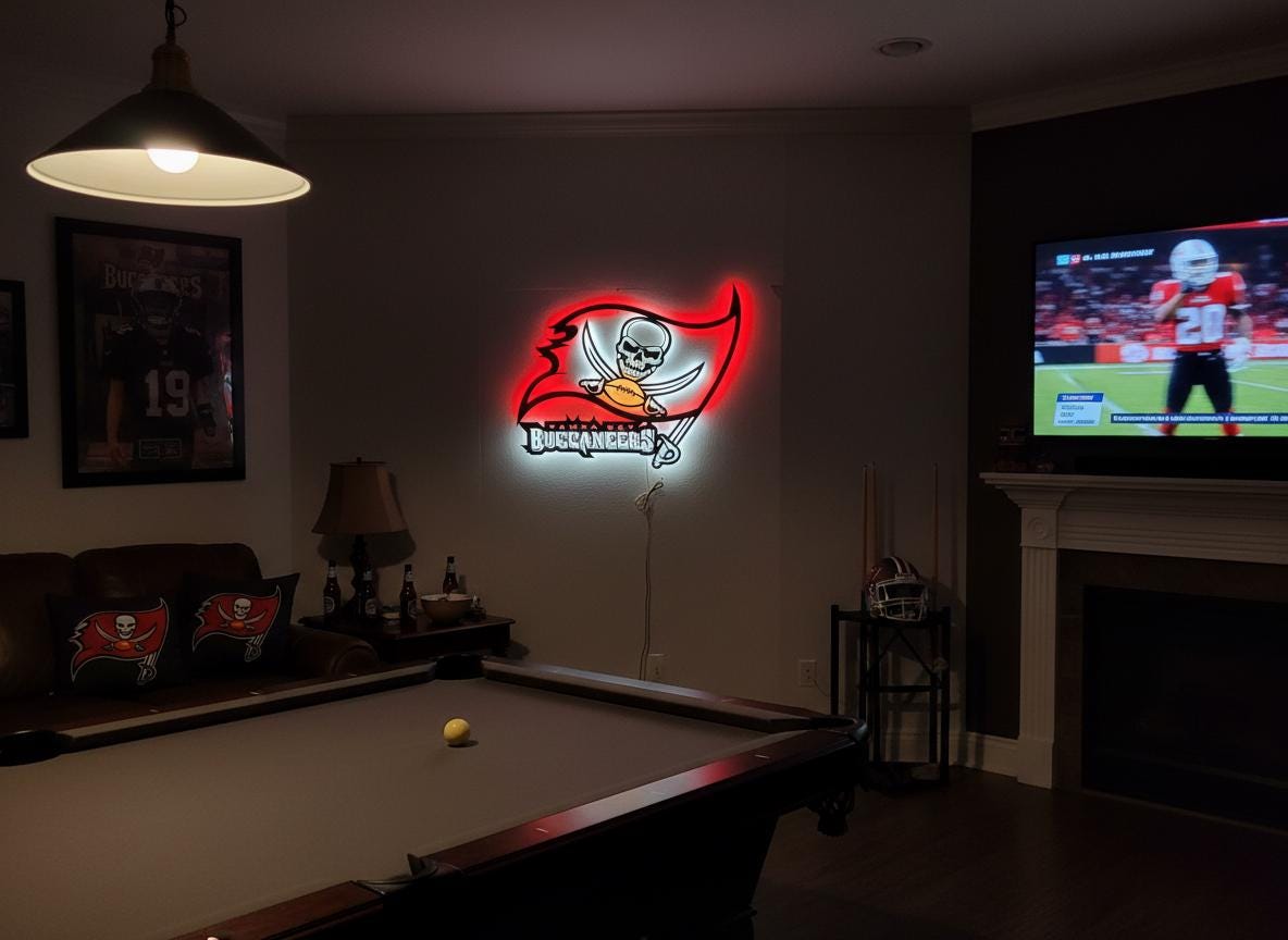 Tampa Bay Buccaneers Wall Art - Football Team Logo Game Room Decor Gift