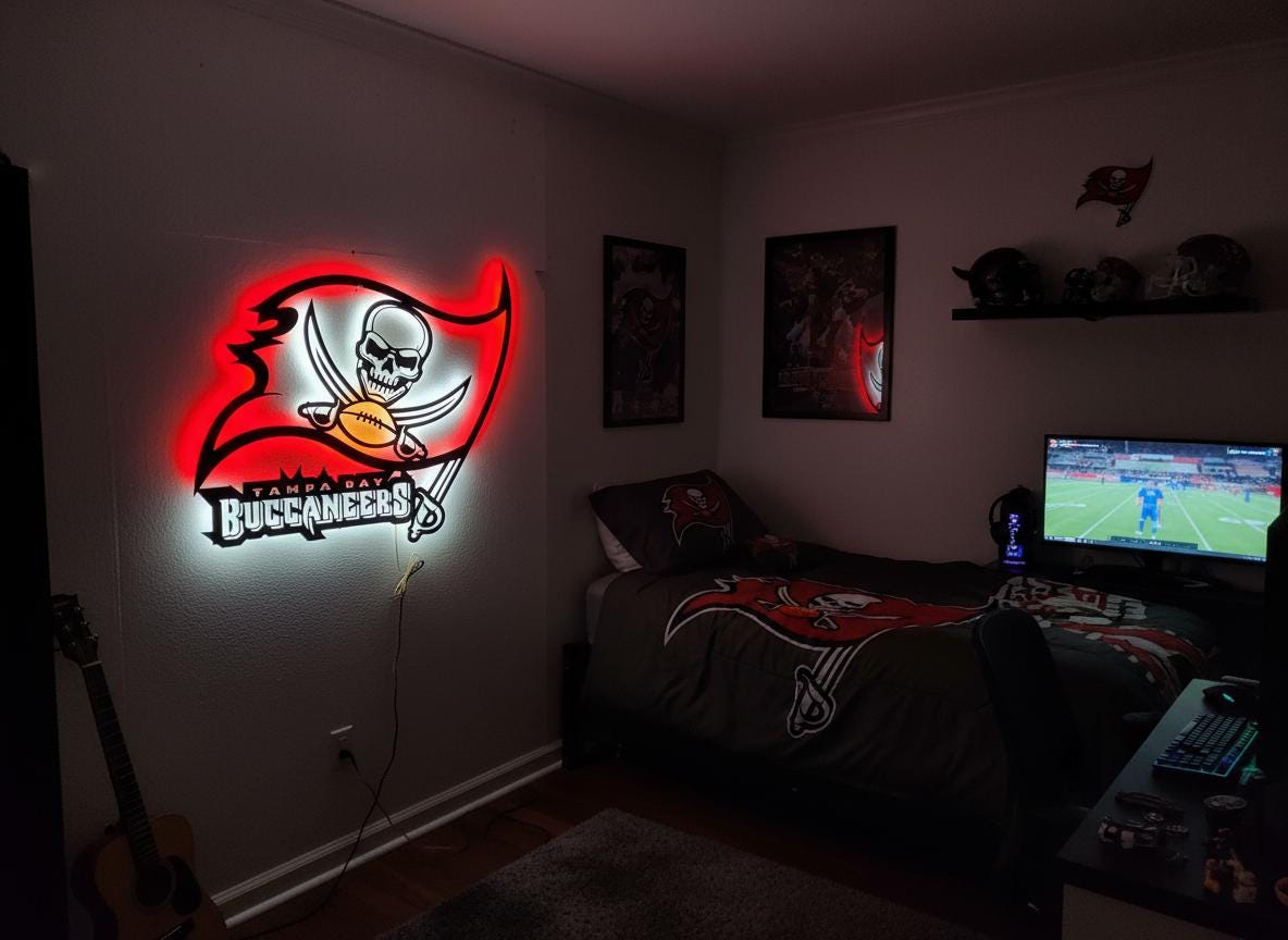 Tampa Bay Buccaneers Wall Art - Football Team Logo Game Room Decor Gift
