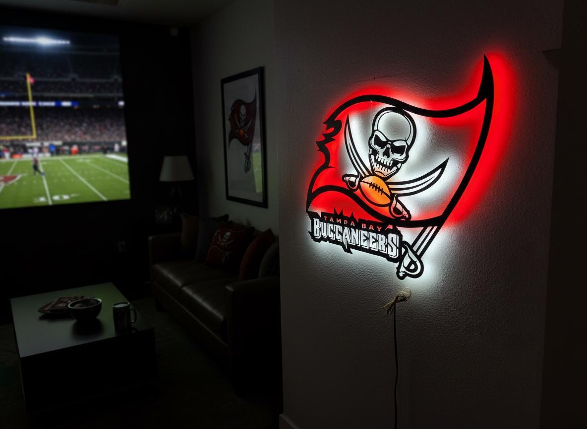Tampa Bay Buccaneers Wall Art - Football Team Logo Game Room Decor Gift