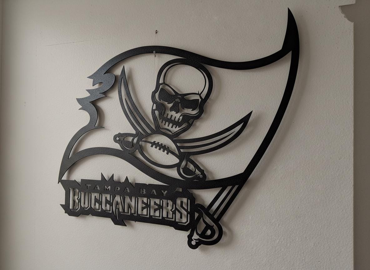 Tampa Bay Buccaneers Wall Art - Football Team Logo Game Room Decor Gift