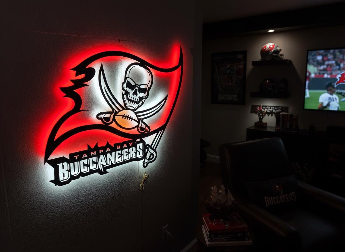 Tampa Bay Buccaneers Wall Art - Football Team Logo Game Room Decor Gift