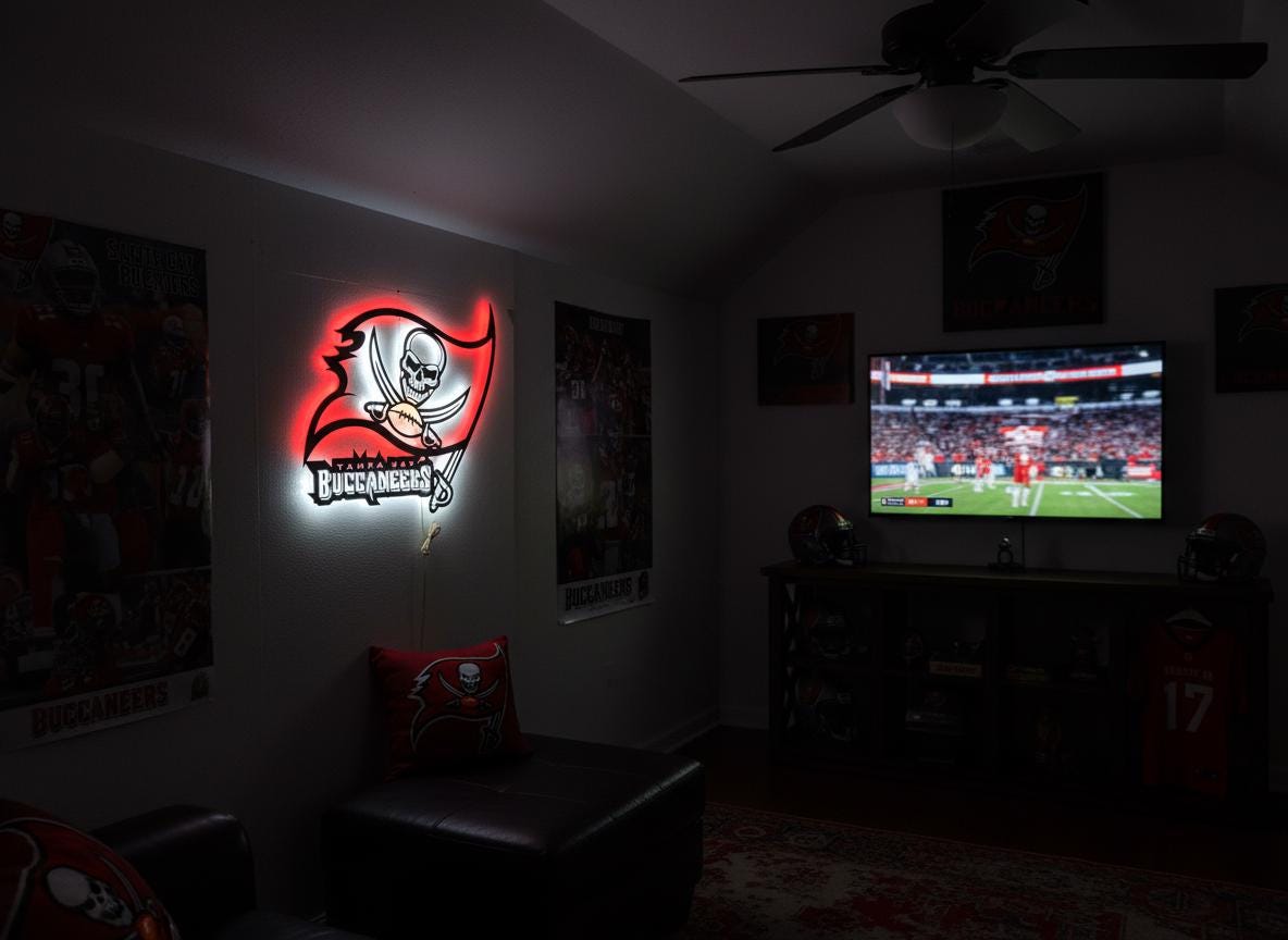 Tampa Bay Buccaneers Wall Art - Football Team Logo Game Room Decor Gift