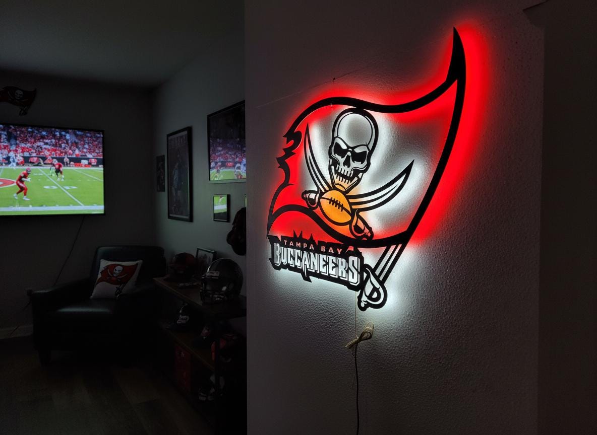 Tampa Bay Buccaneers Wall Art - Football Team Logo Game Room Decor Gift