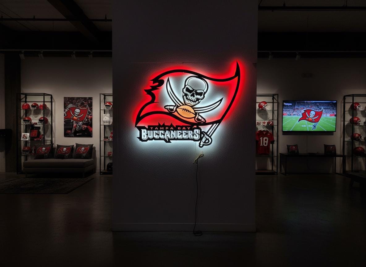 Tampa Bay Buccaneers Wall Art - Football Team Logo Game Room Decor Gift