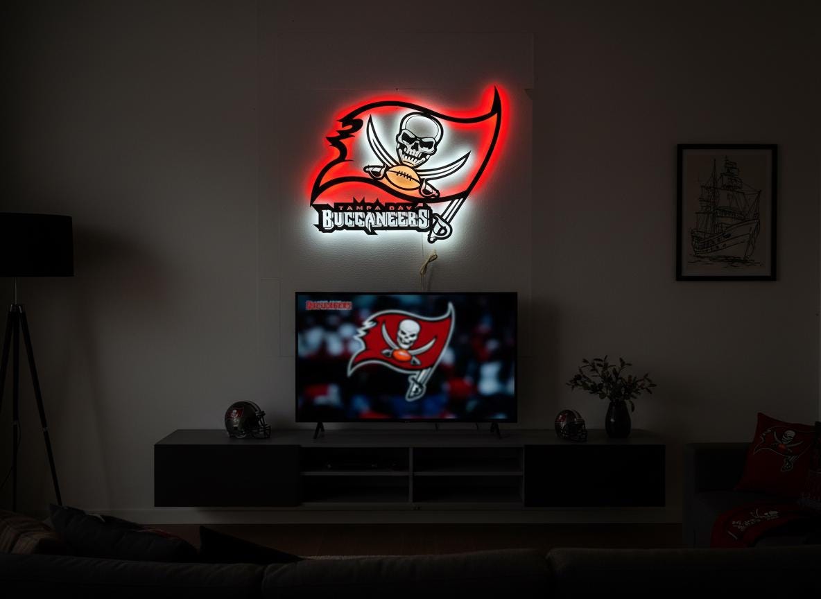 Tampa Bay Buccaneers Wall Art - Football Team Logo Game Room Decor Gift