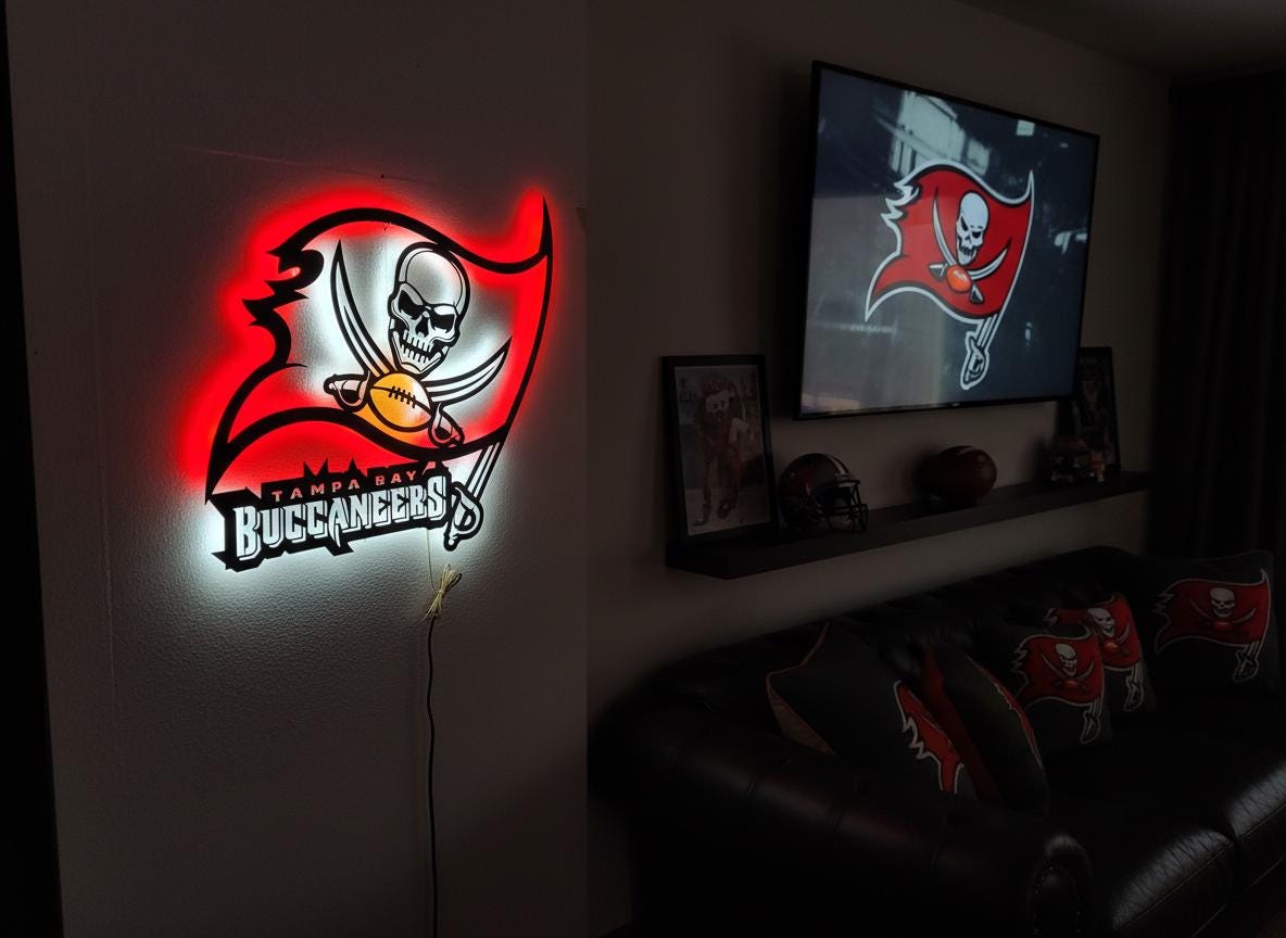 Tampa Bay Buccaneers Wall Art - Football Team Logo Game Room Decor Gift