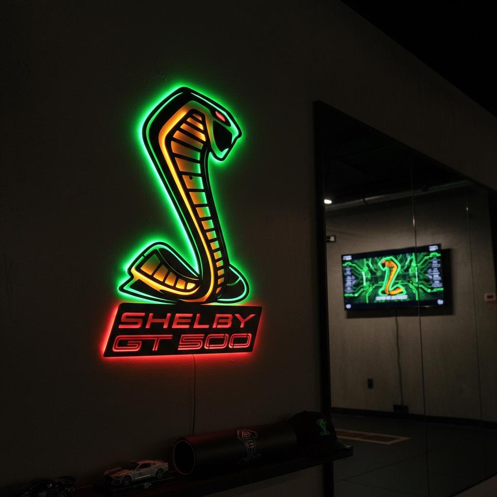 Shelby GT500 Wall Art - Classic Car Logo Garage Decor Man Cave Gift