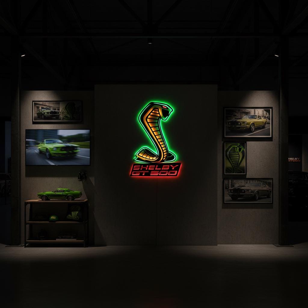 Shelby GT500 Wall Art - Classic Car Logo Garage Decor Man Cave Gift