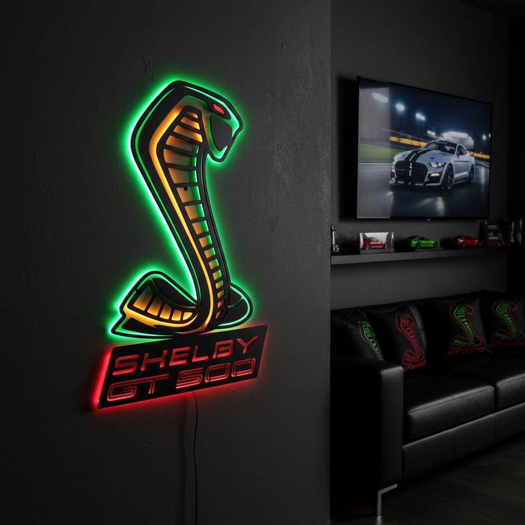 Shelby GT500 Wall Art - Classic Car Logo Garage Decor Man Cave Gift