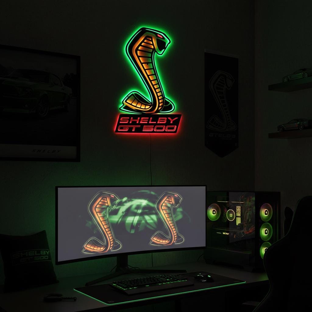 Shelby GT500 Wall Art - Classic Car Logo Garage Decor Man Cave Gift
