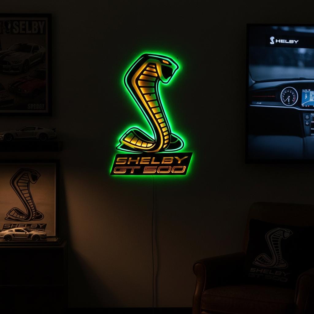 Shelby GT500 Wall Art - Classic Car Logo Garage Decor Man Cave Gift