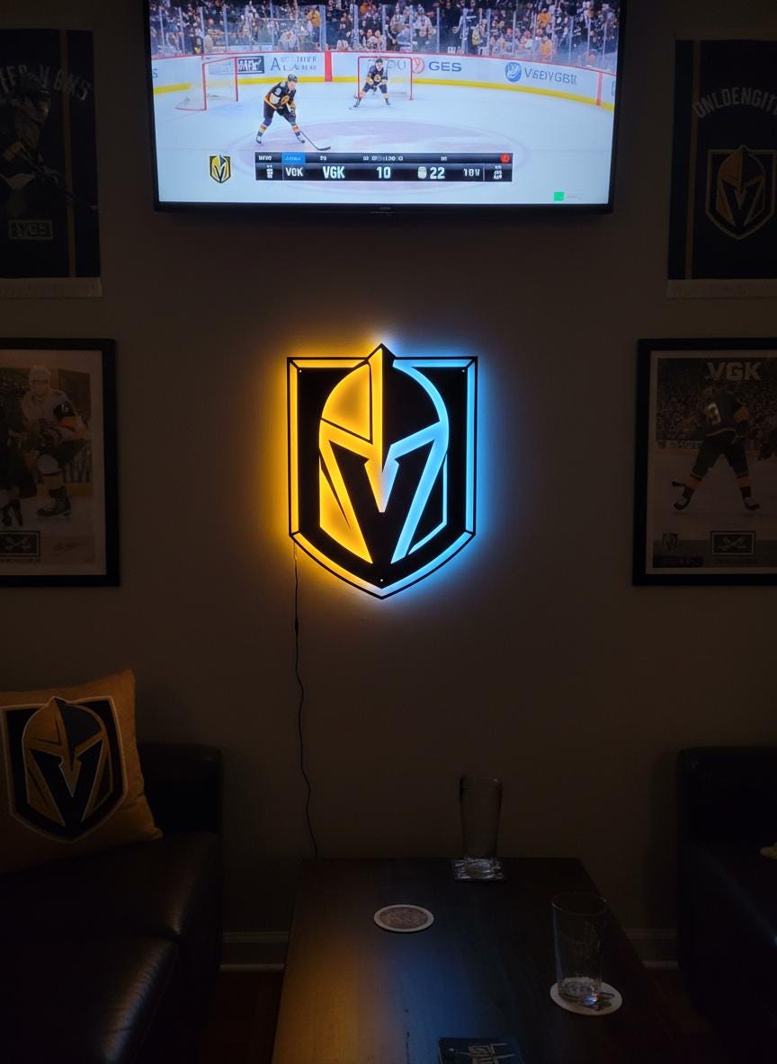 Vegas Golden Knights Wall Art - NHL Team Logo Decor for Game Room