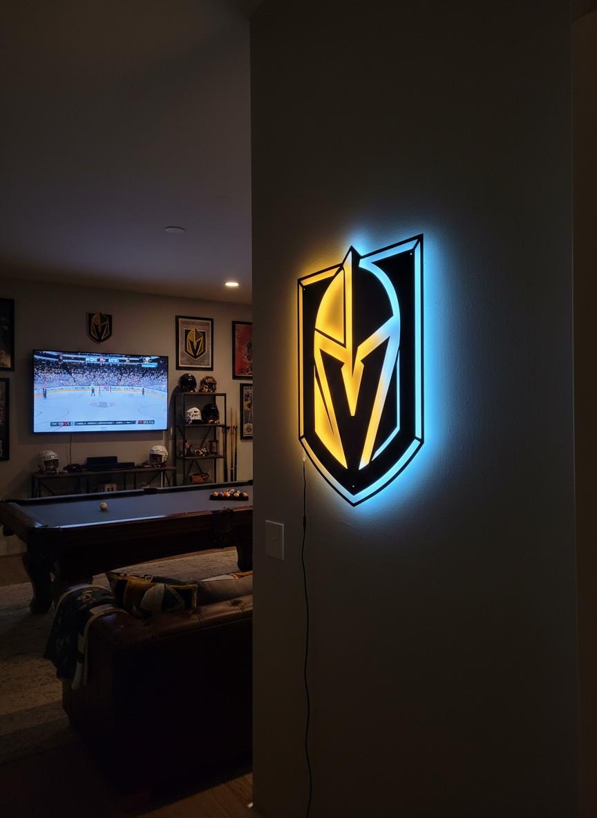Vegas Golden Knights Wall Art - NHL Team Logo Decor for Game Room