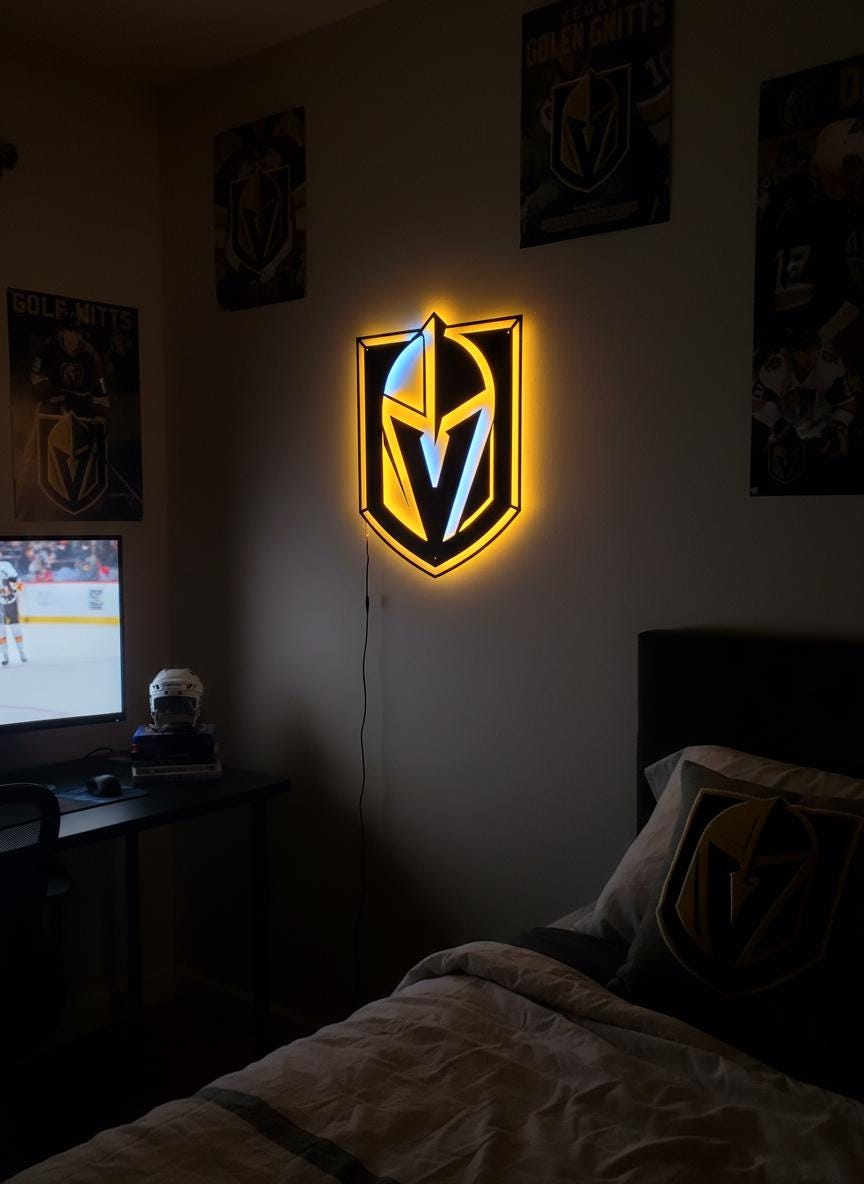 Vegas Golden Knights Wall Art - NHL Team Logo Decor for Game Room