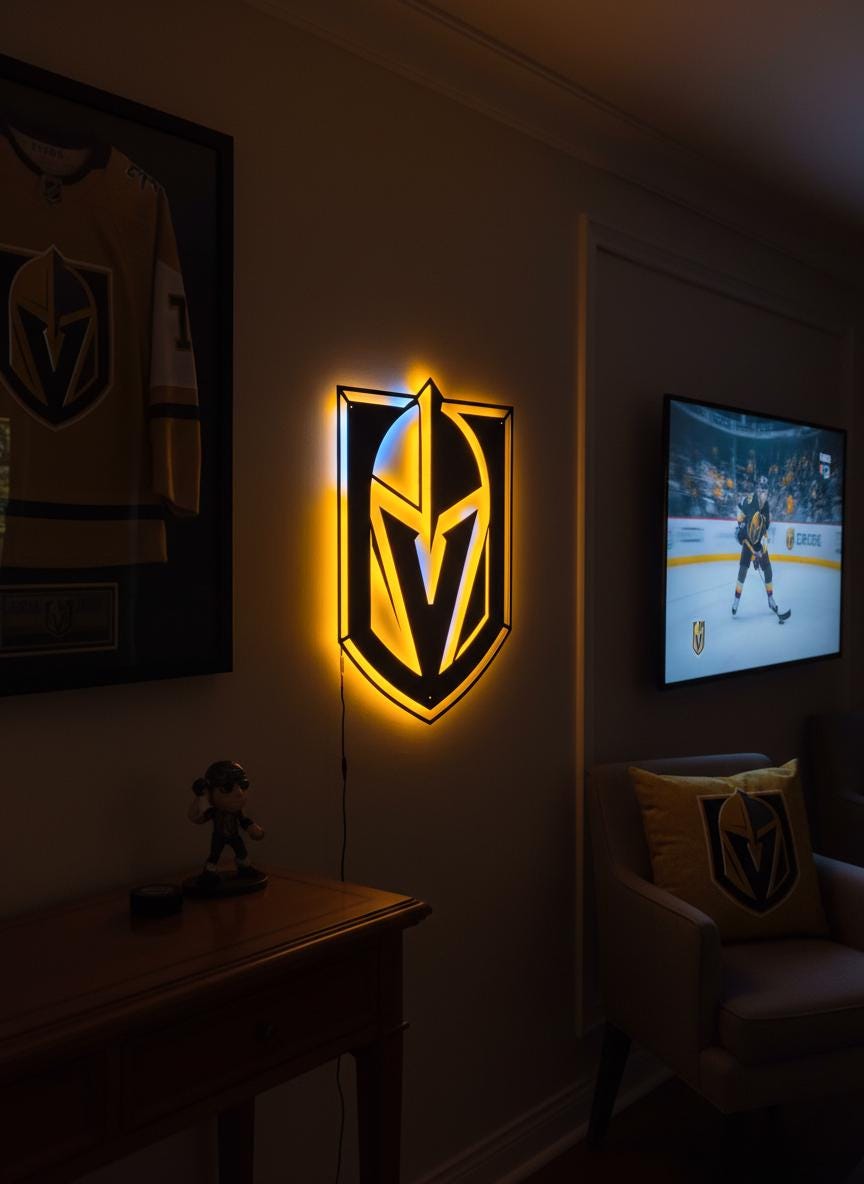 Vegas Golden Knights Wall Art - NHL Team Logo Decor for Game Room