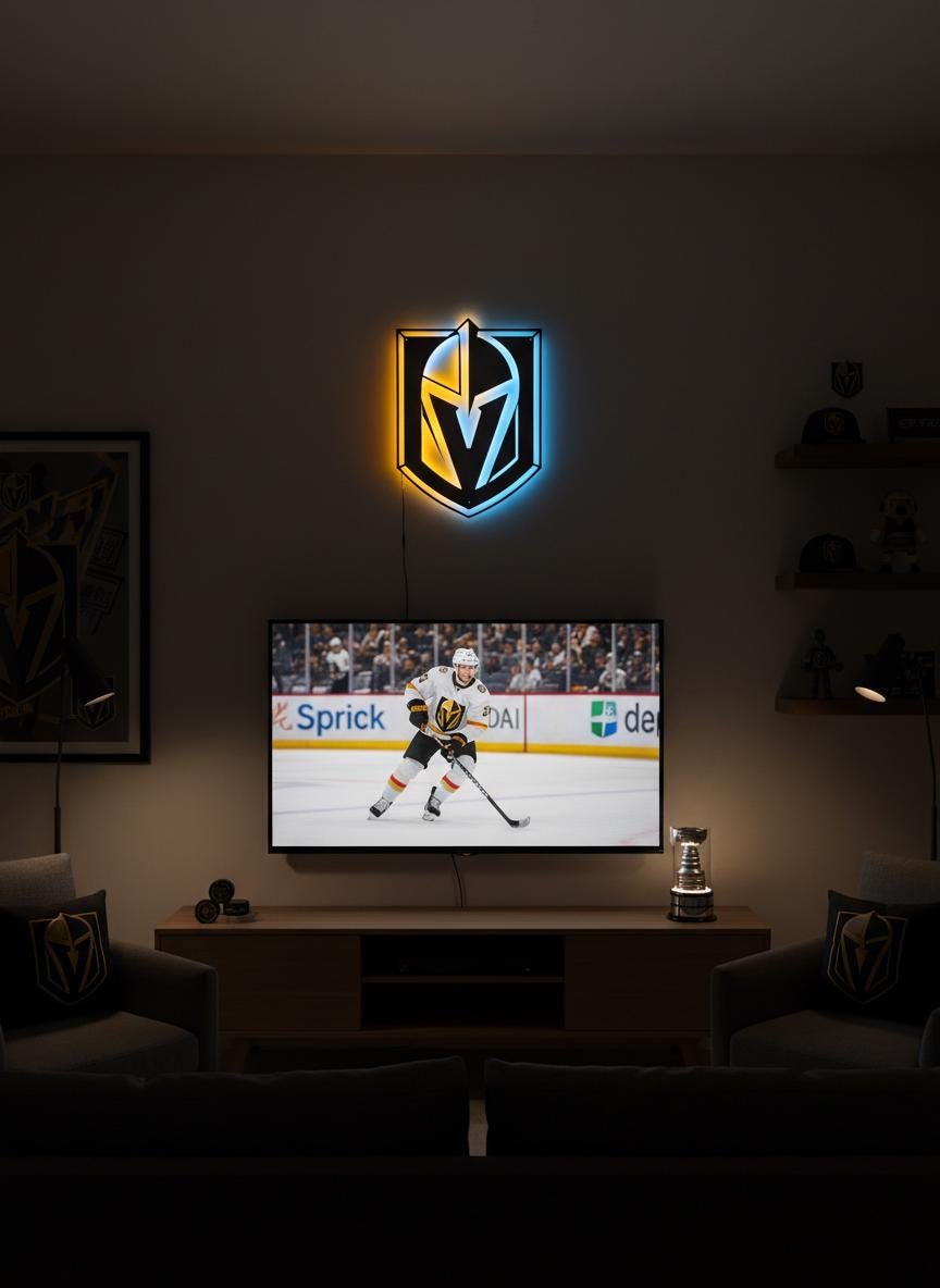 Vegas Golden Knights Wall Art - NHL Team Logo Decor for Game Room