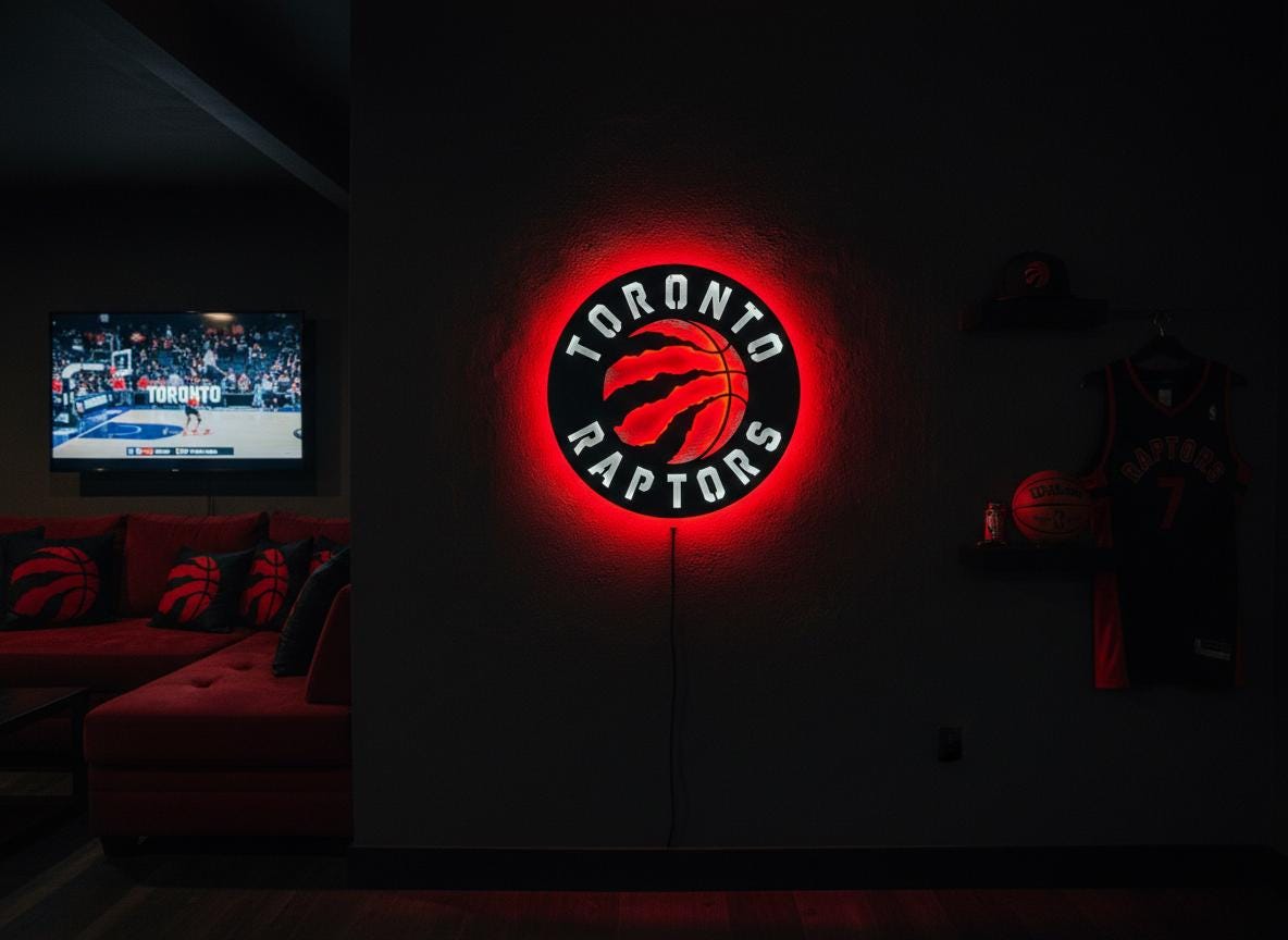 Toronto Raptors Wall Art - Team Logo Game Room Decor Man Cave Gift
