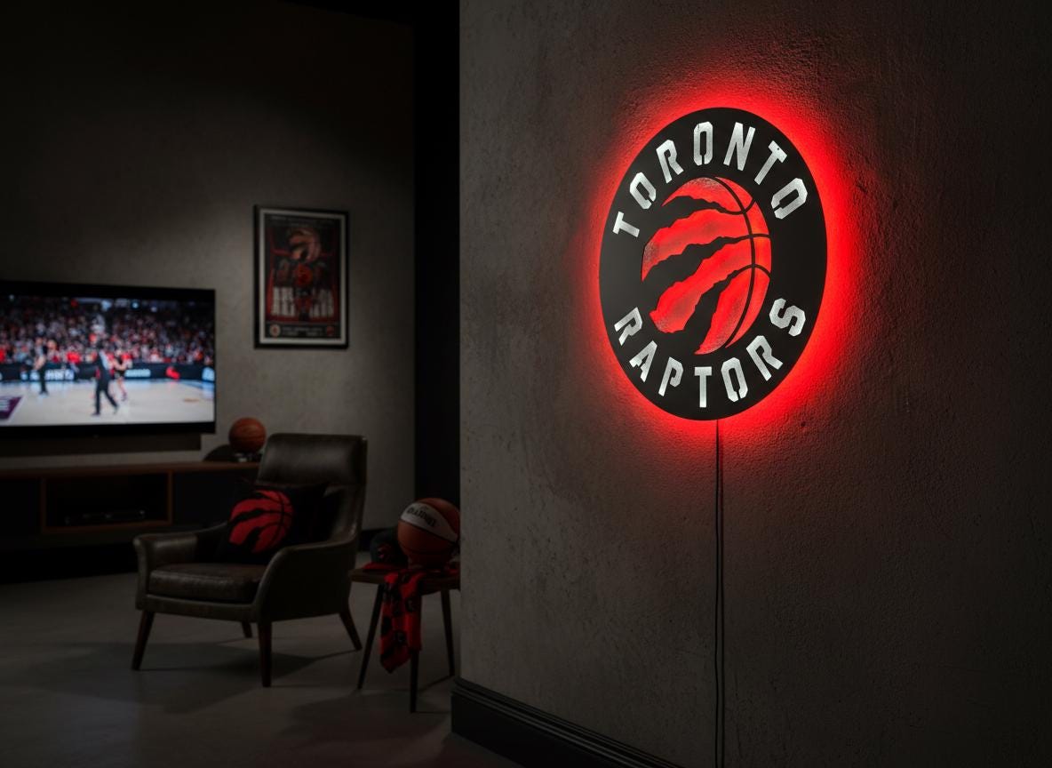 Toronto Raptors Wall Art - Team Logo Game Room Decor Man Cave Gift