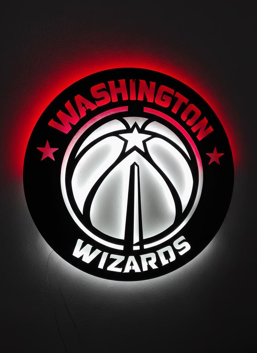 Washington Wizards Wall Art - NBA Team Logo Basketball Game Room Decor