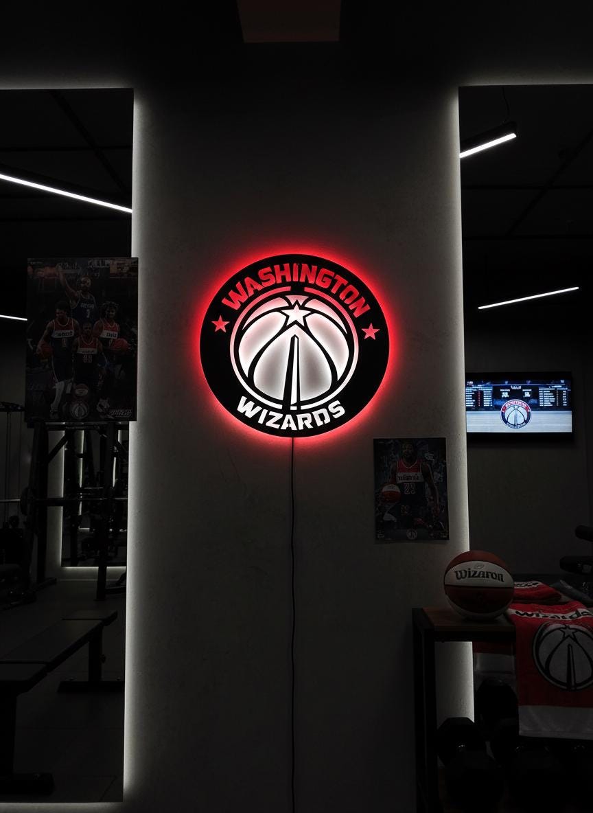 Washington Wizards Wall Art - NBA Team Logo Basketball Game Room Decor