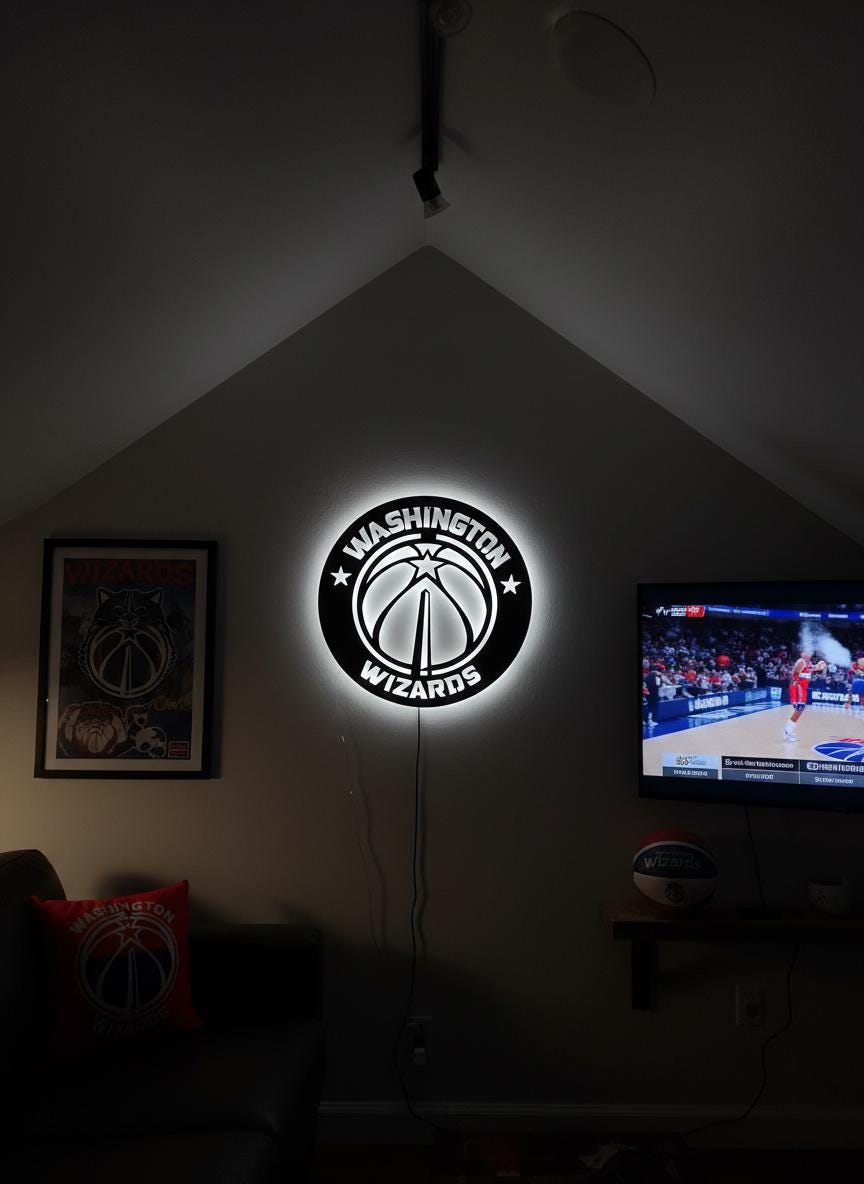 Washington Wizards Wall Art - NBA Team Logo Basketball Game Room Decor