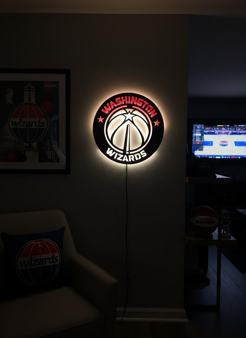 Washington Wizards Wall Art - NBA Team Logo Basketball Game Room Decor