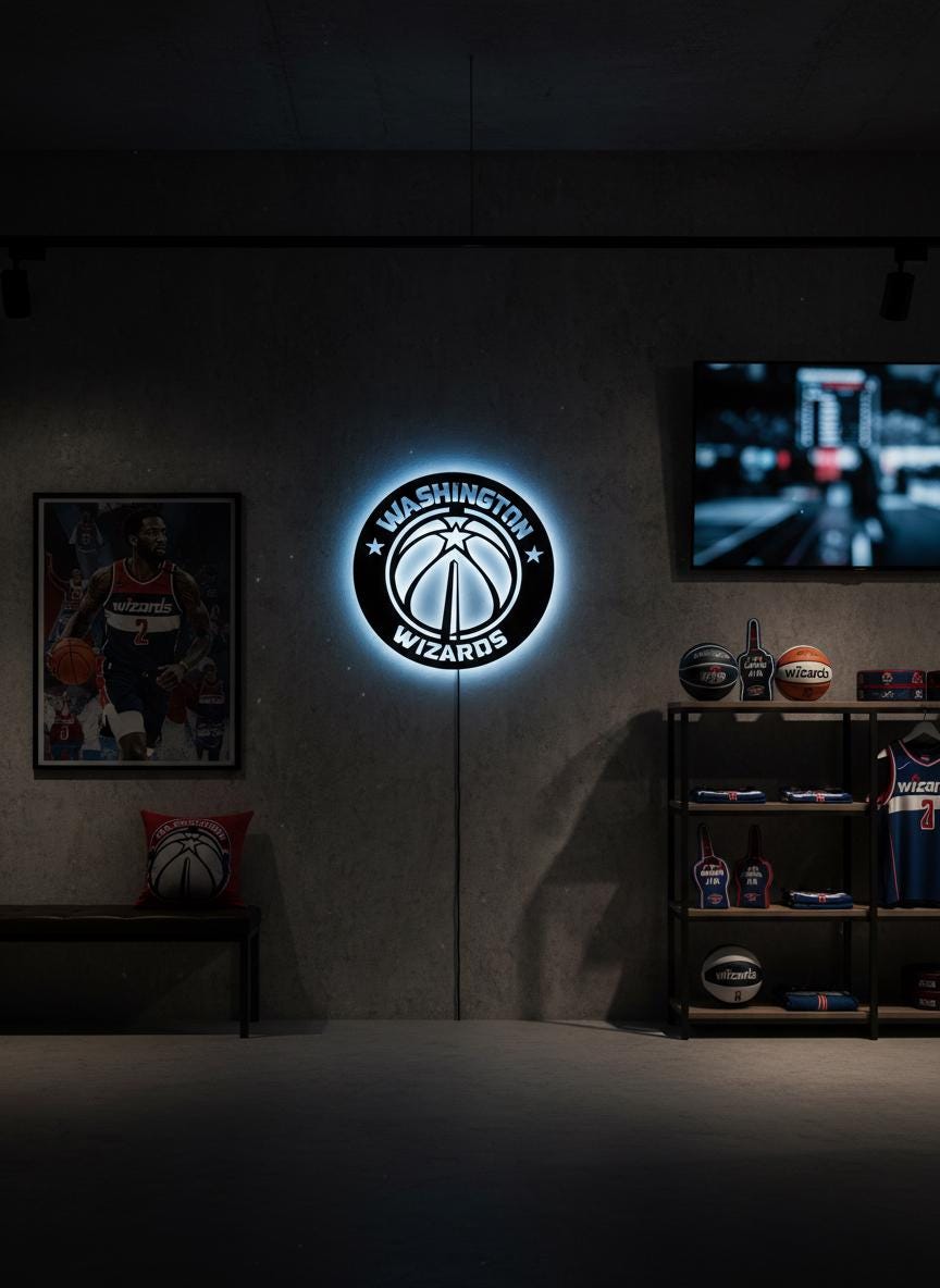 Washington Wizards Wall Art - NBA Team Logo Basketball Game Room Decor