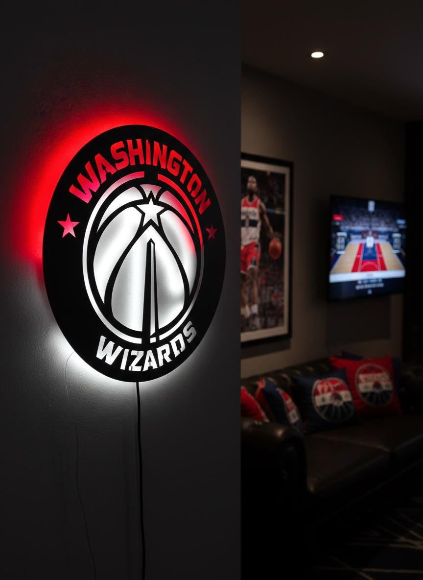 Washington Wizards Wall Art - NBA Team Logo Basketball Game Room Decor