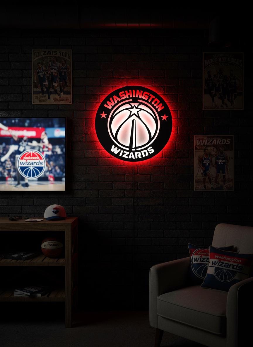 Washington Wizards Wall Art - NBA Team Logo Basketball Game Room Decor