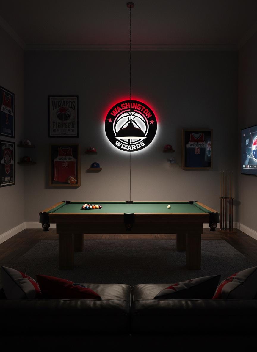 Washington Wizards Wall Art - NBA Team Logo Basketball Game Room Decor