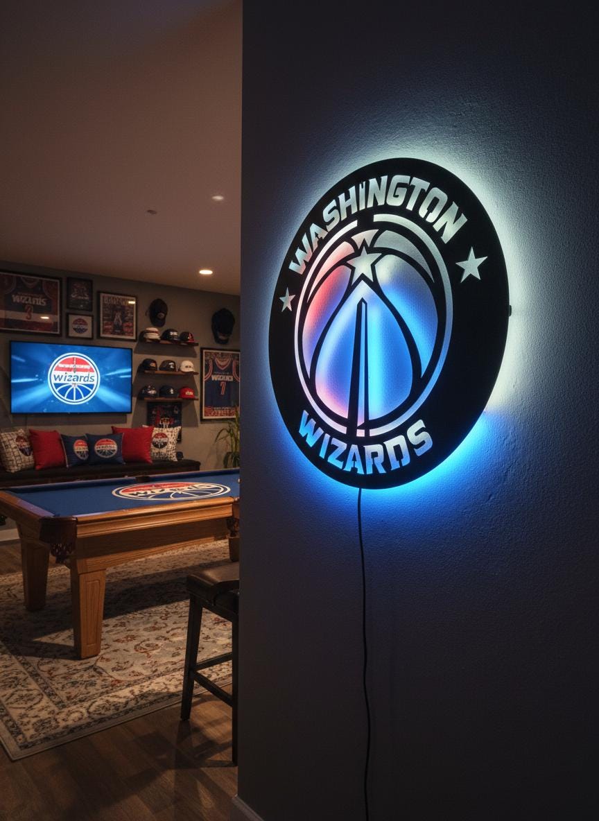 Washington Wizards Wall Art - Unique NBA Team Logo Basketball Decor Gift
