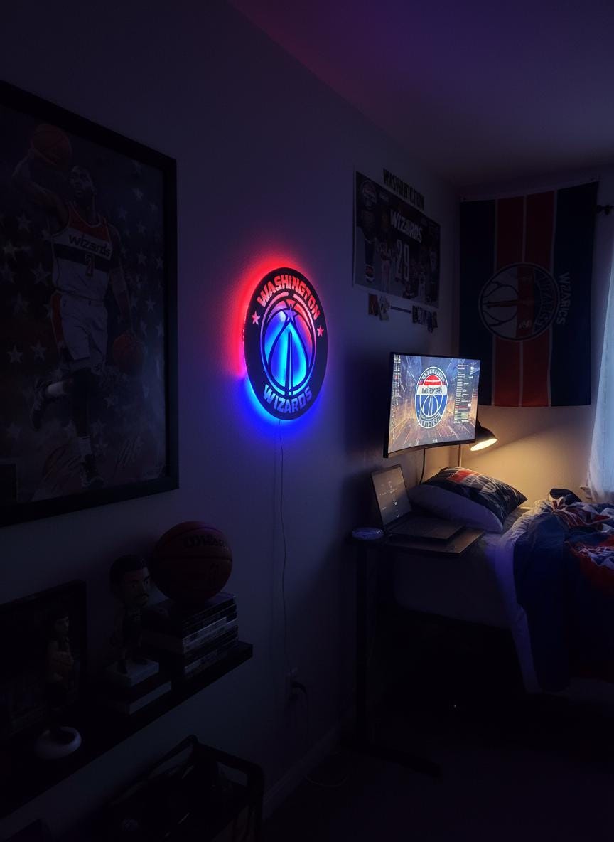Washington Wizards Wall Art - Unique NBA Team Logo Basketball Decor Gift