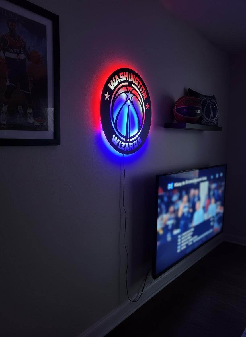 Washington Wizards Wall Art - Unique NBA Team Logo Basketball Decor Gift