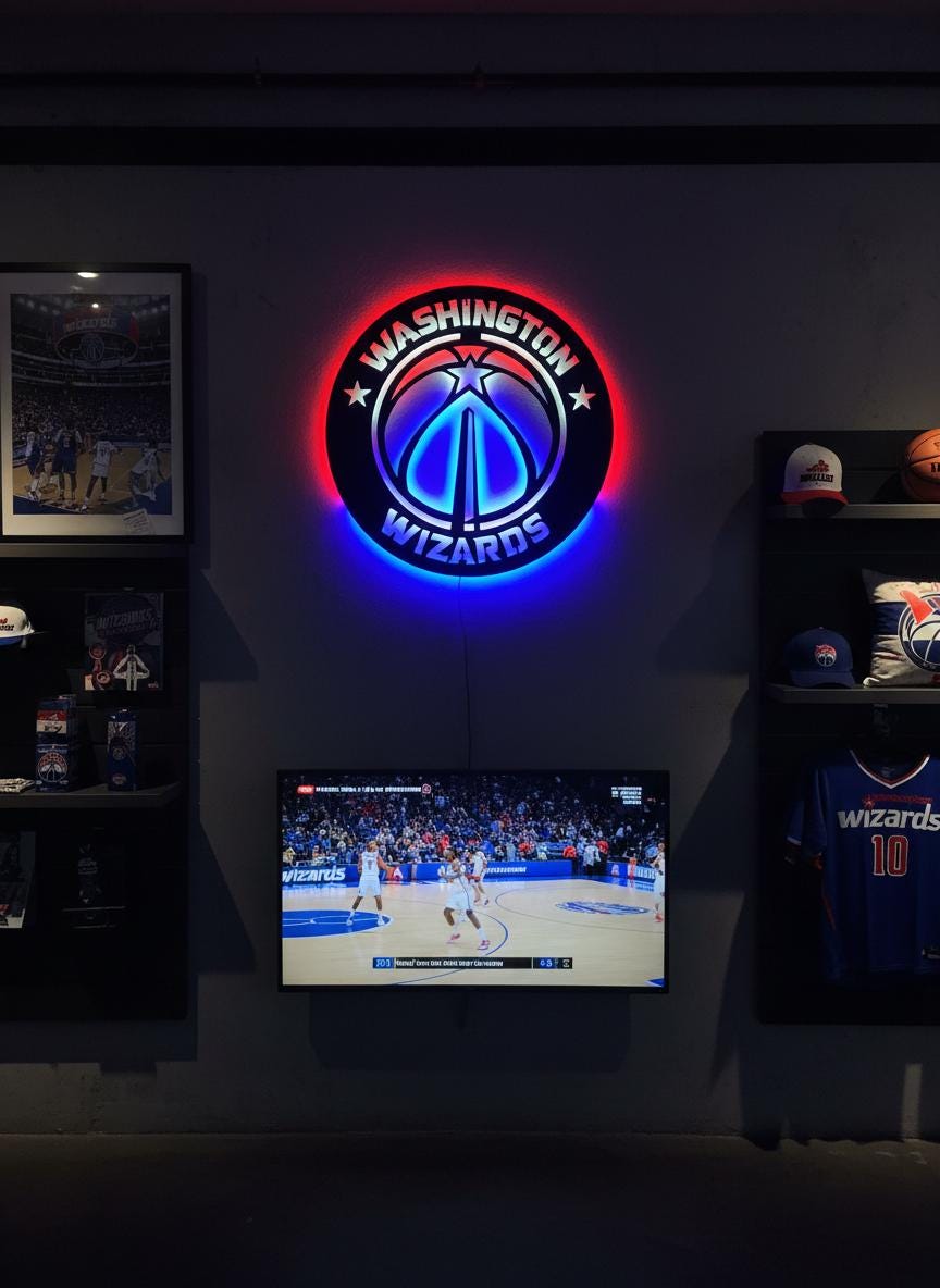 Washington Wizards Wall Art - Unique NBA Team Logo Basketball Decor Gift
