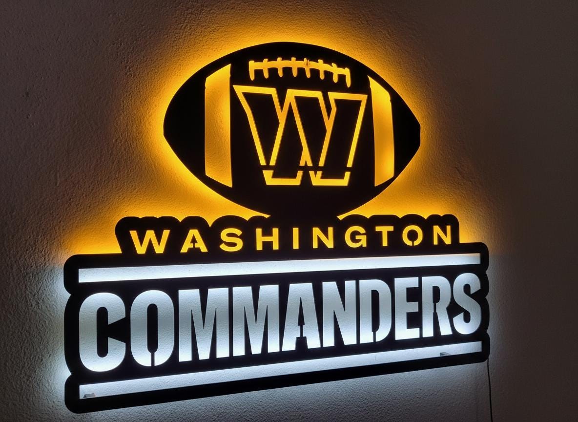 Washington Commanders Sign - NFL Football Team Logo Man Cave Wall Decor