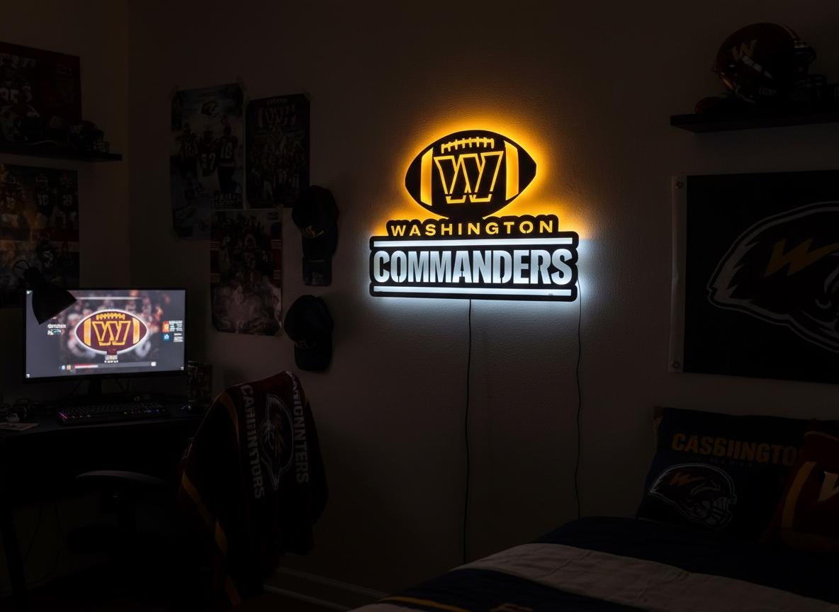 Washington Commanders Sign - NFL Football Team Logo Man Cave Wall Decor